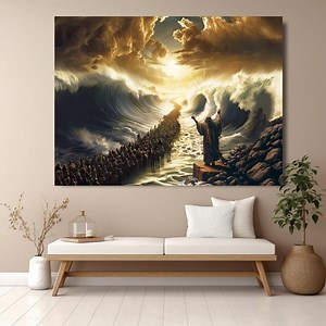 Moses Parting Red Sea Canvas Print: Christian Bible Story Wall Art - Etsy