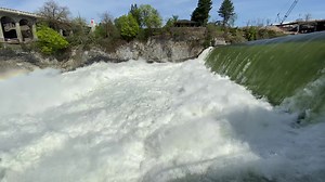 The Spokane River is currently raging at 16,800 cubic feet per second. That’s enough water to fill Comstock Pool every 2.7 seconds! 💧💧💧 | Spokane Parks and Recreation