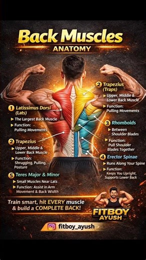 Back Muscles Anatomy #backworkout #science #trending #motivation #youtubeshorts #ytshorts #shorts