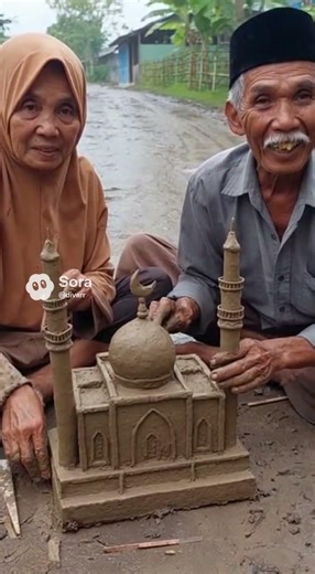 ya allah ini kakek dan nenek bisa membuat miniatur masjid dengan bagus#fyp #viral #reels