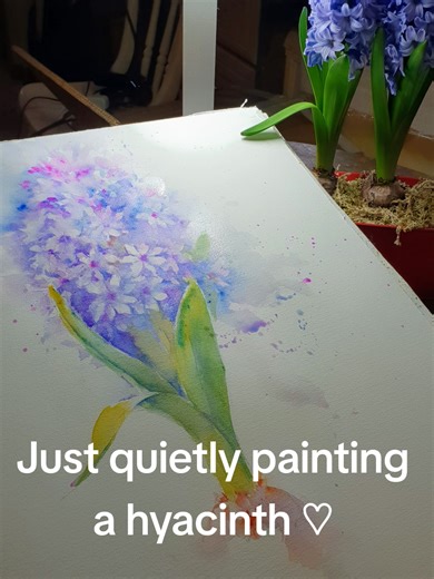 Just quietly painting a hyacinth ♡ #arttherapy #creativejourney #artbyboon #watercolourflowers #artbyboon