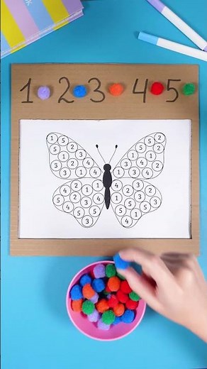Pom Pom Art Game 🎨 Learn Colors and Numbers🌈🦋 #fun