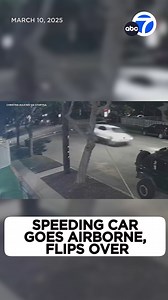 Shocking surveillance video shows a speeding car in Redondo Beach go airborne before crashing into someone's yard. https://abc7.la/3DwjYzo | ABC7