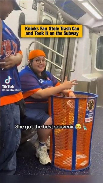 Woman Stole Knicks Trash Can & Rode Subway With It After Knicks Championship Parade in NYC