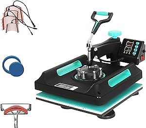 Heat Press Machine 8 in 1 Heat Press 12x15 UKPress Heat Press Machine for T Shirt Plate Hat Press Mug Press 360-Degree Swing Away Multifunction Digital Tshirt Printing Machine (8 in 1 12X15 Green)