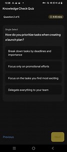 How do you prioritize tasks when creating a launch plan?A. Br... | Filo