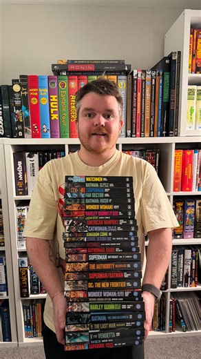 The Brave And The Boys on Instagram: "Every DC Compact Comic released so far in one reel! ￼ Watchmen, Court of Owls, All Star Superman, Batman Hush, The Long Halloween, Kingdom Come, Superman Birthright, DCeased, Far Sector, Arkham Asylum, Wonder Woman Earth One, Supergirl Woman of Tomorrow, V for Vendetta, Y The Last Man, The Authority, Harley Quinn, Catwoman, Static, and more. If you collect graphic novels, compact editions, Batman, Superman, Wonder Woman, or DC Black Label, save this for your