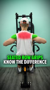 Seated Machine Row Grips - Know the Difference Pronated grip (palms down) with elbows flared ~70°: shifts the tension to your upper back and rear delts. Neutral grip (palms facing in) with elbows at ~45°: emphasizes the mid-back. Underhand grip (palms up) with elbows tucked close: puts the focus on your lats. Size & Shred Training program 👉🏻 deltabolic.com | Andrew Kwong