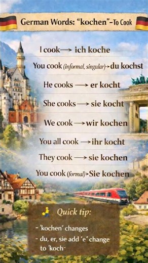 Learn German: “Kochen” (To Cook) | Easy Verb Conjugation 🇩🇪 #germanforbeginners #learngermandaily