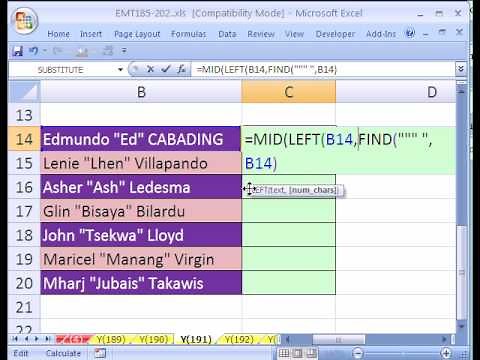 Excel Magic Trick #191: Extract Middle Name Formula