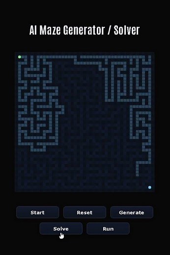 Maze Generator + Solver (JS/Canvas) — DFS Build, BFS Path & Auto-Run Animation