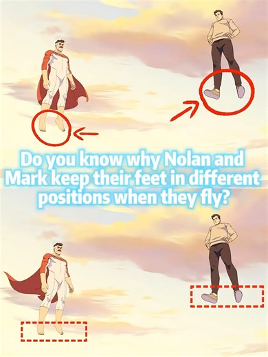 Do you know why Nolan and Mark keep their feet in different positions when they fly?#invincible #usa