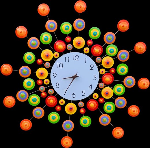Mid Century Modern Starburst Wall Clock: Colorful Drops - Etsy