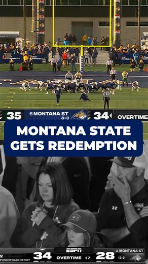 One of the greatest arcs known to mankind... THE REDEMPTION ARC 🏆 After some heartbreakers in past playoffs, The arc of redemption shined down on the Montana State Football and gave them the OT Kick heard around the world! 🤯🏆 #FCSChampionship | NCAA FCS Football