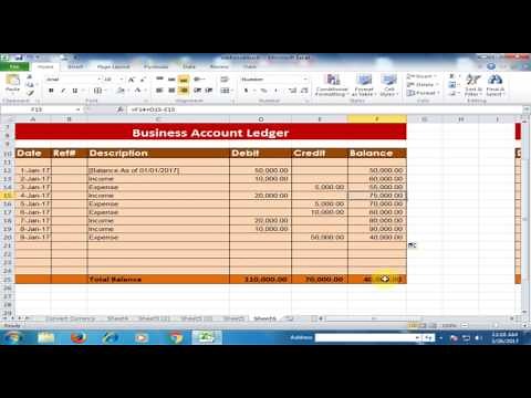 How to Create a Business Accounts Ledger in Microsoft Excel : Debit Credit Balance