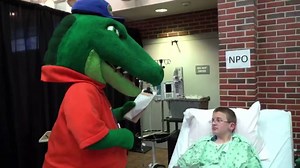 We're celebrating Patient Safety and Quality Week with engaging activities for staff and visitors, including a "What's wrong with this room?" display that got a special visit from Albert! | UF Health