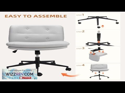 Garvee Armless Office Desk Chair with Wheels Mid Back Wide Seat Ergonomic Chair