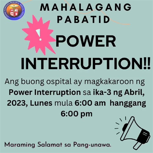 5.1K views · 13 reactions | POWER INTERRUPTION ADVISORY! Dahil sa...