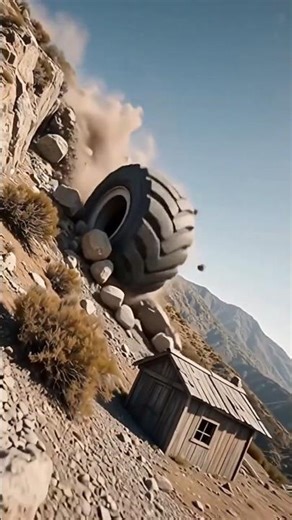 A gigantic industrial construction vehicle tire cliff #funnyshorts #disaster #aishorts