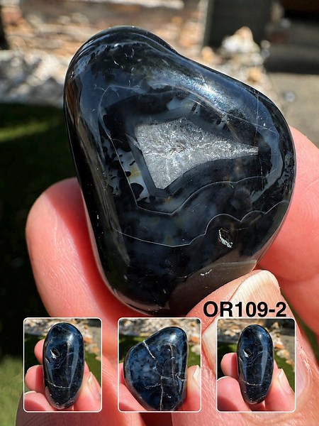 Tumbled Beach Agates | Blue, Black & Yellow Dendritic Druzy Crystals. Old-stock From Newport Oregon | Choose Your Stone - Etsy