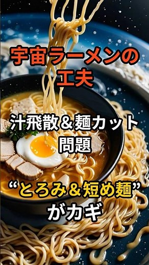 宇宙ラーメンの工夫｜汁飛散＆麺カット問題――“とろみ＆短め麺”がカギ#無重力 #shorts #雑学