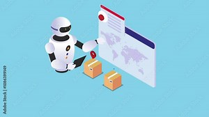 Optimize logistics, route planning, inventory management, and tracking AI Technology 3d animation cartoon