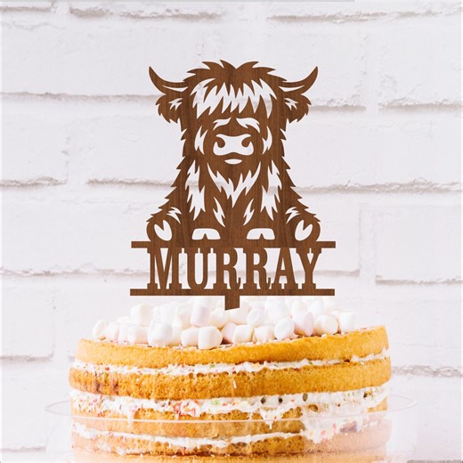 Highland Cow Cake Topper SVG - Personalized Name Laser Cut Party Topper (digital Download) - Etsy UK
