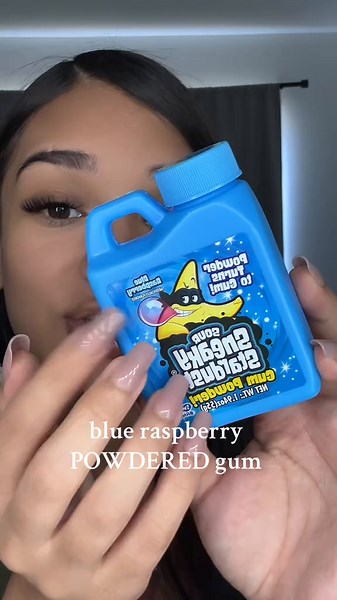 Tasting Blue Raspberry Powdered Gum - Sour Candy ASMR Experience