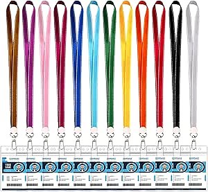 12 Pack Cruise Lanyards for ID Badges, Colorful Lanyard with ID Holder, Lanyards for Cruise Ship Cards with Waterproof ID Badge Holder (12 Colors)