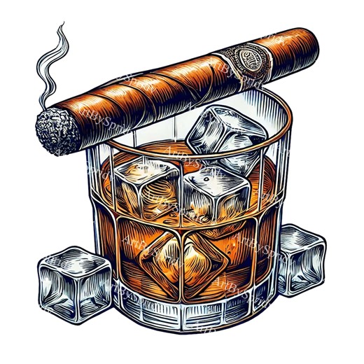 Elegant Whiskey & Cigar PNG Clipart - Transparent PNG for Sophisticated Projects, T-shirt Sublimation, Bar Menus, Digital Clip Art Designs - Etsy