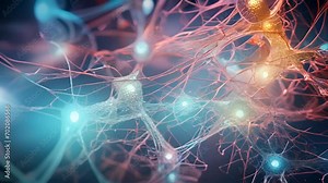 An intricate network of neural pathways displayed through a microscope, highlighting how the brain processes and interprets sensory information. This closeup showcases the complex connection