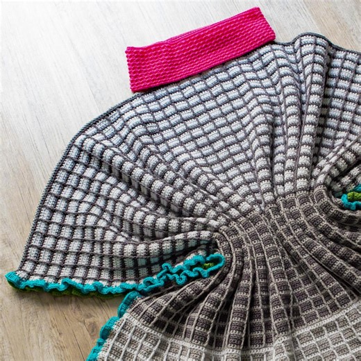 Poncho Zen Nórdico, Patrón de Crochet, Poncho Rectangular, Capa Doble, Mosaico de Crochet Superpuesto, Poncho de Invierno, Patrón PDF, Texturizado - Etsy España