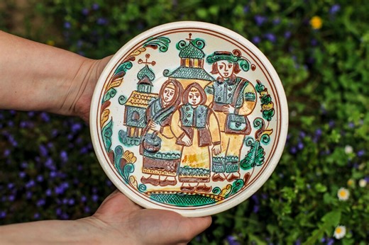 Handmade Kosiv Ceramic Plate, Ukrainian Folk Art Christmas Decor, Festive Table Centerpiece - Etsy