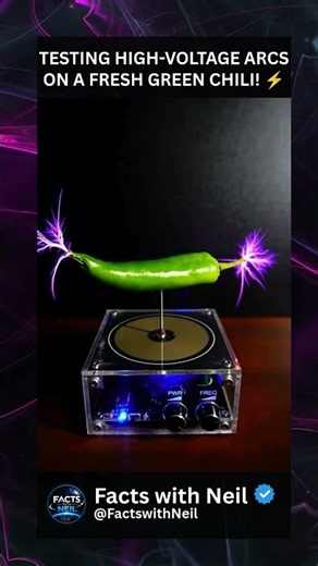 Testing High-Voltage Arcs on a Fresh Green Chili! ⚡ #shorts