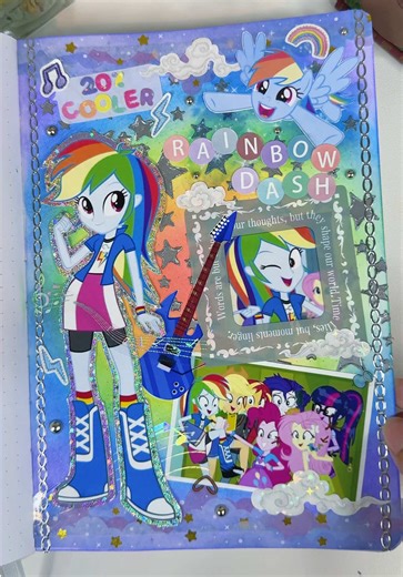 Rainbow Dash 🌈 My Little Pony Equestria Girls Art Journal Spread | ASMR Sticker Collage #rainbowdash #mylittlepony #equestriagirls #artjournal #fyp