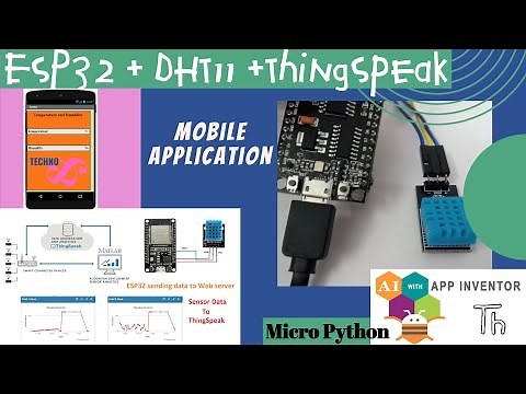 ESP32 with DHT11 sensor sending data to Thingspeak and further accessed on my designed mobile app