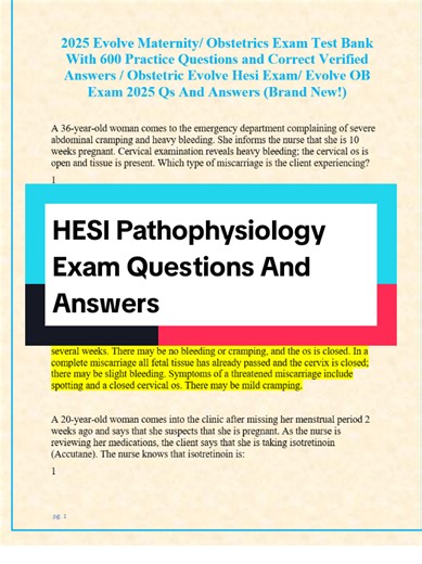 HESI Pathophysiology Exam Questions And Answers #hesiexams #nursingschool #hesirn #nursing #hesiexam
