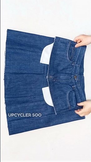 How to transform from old Jeans into skirt / upcycle old clothes #Diy #sewing #jeans #shorts