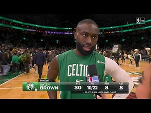 'I don't want him to get too cute' 😅 Jaylen Brown after Jordan Walsh's play in win vs. Lakers 🍀