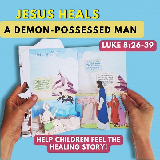 Jesus Heals a Demon-possessed Man 3D Craft, Sunday School, Bible Class Activity, Luke 8:26-39, Printable Templates - Etsy