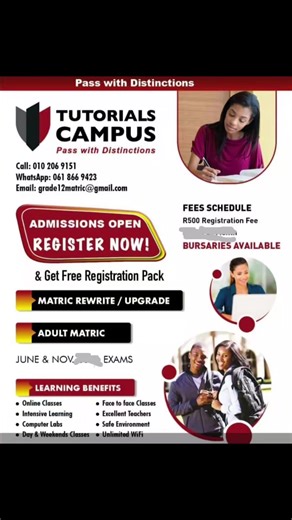 A fail doesn’t mean a quiet future. Matric rewrite season is your second chance ,take it. 📚✨ We at Tutorial Campus Academy are here to help you win.#johannesburg #matricrewrite #matricrewrite #juneexams #fyp