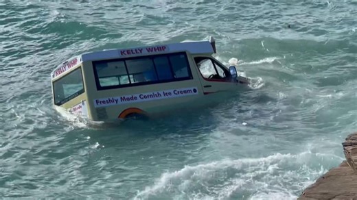 Ice cream van swept out to sea