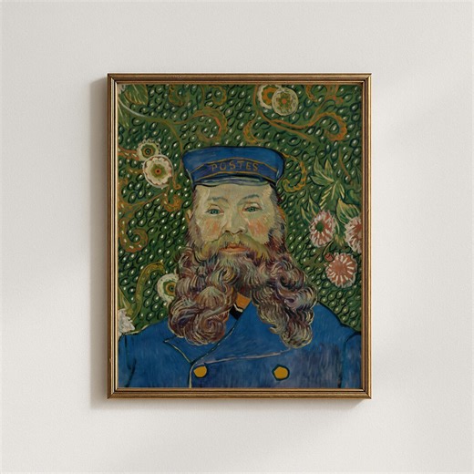 Van Gogh Postman Portrait | Joseph Roulin Art Print | Famous Vintage Oil Print | Eclectic Blue Wall Art | Postes Uniform | Maximalist Decor - Etsy Australia