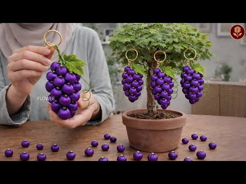 Satin Ribbon Grapes Turned Into Elegant Keychains | Handmade Craft