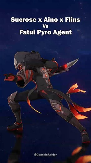 Fatui Pyro Agent🔥 Vs Sucrose x Aino x Flins⚡ | Revenge Battle 😈🥶 #genshinimpact #hoyocreators