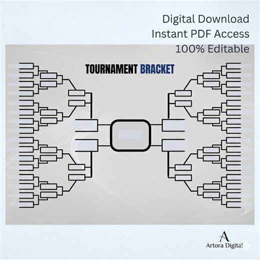 Tournament Bracket Template | 32 Team Bracket Printable | Editable PDF Digital Download - Etsy