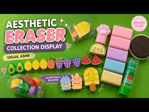 Aesthetic Eraser Collection Display ✨ | Kawaii Stationery Organization & Visual ASMR