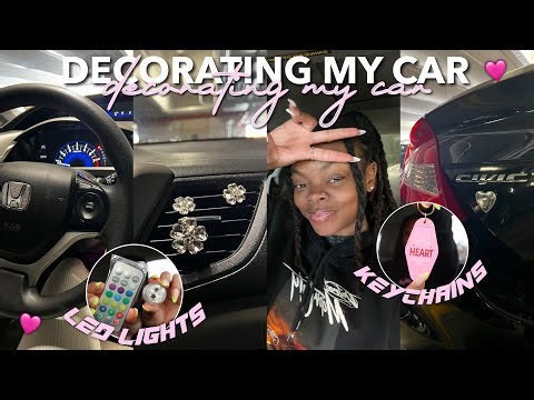 decorating my new car!!!!😍 | shein haul, interior & exterior, bling + pink inspo🩷💎