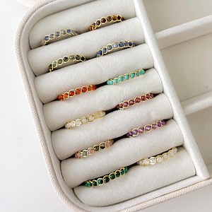 Zodiac/birthstone Dainty Gemstone Rings | Gold Crystal, Birthday Gifts for Her, Aquamarine, Tourmaline, Malachite, Garnet, Citrine, Amethyst - Etsy UK