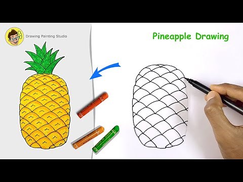 How to Draw Pineapple easy for Beginners step by step | Easy way Pineapple fruit Drawing